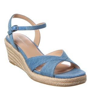 Stuart Weitzman Light Blue Denim Espadrille Wedge Sandals